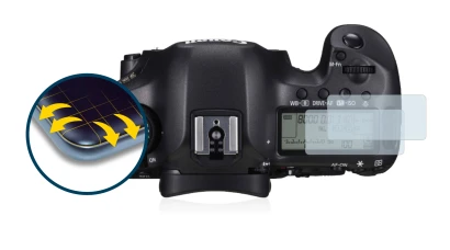 Immagine del dispositivo Canon EOS 5DS (display a spalla) con un'ampia varietà di protezioni per lo schermo.