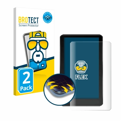 Parte frontale di una confezione del prodotto con il logo del marchio BROTECT. Accanto è raffigurato il dispositivo Garmin zum