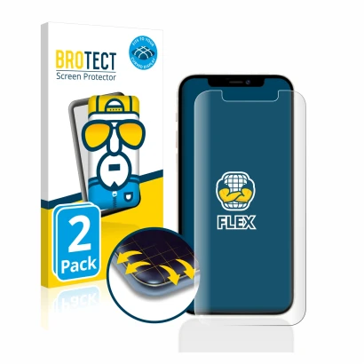 Parte frontale di una confezione del prodotto con il logo del marchio BROTECT. Accanto è raffigurato il dispositivo Apple iPho