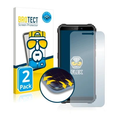 Parte frontale di una confezione del prodotto con il logo del marchio BROTECT. Accanto è raffigurato il dispositivo Oukitel WP