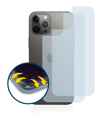 Immagine del dispositivo Apple iPhone 12 Pro Max (Posteriore) con un'ampia varietà di protezioni per lo schermo.