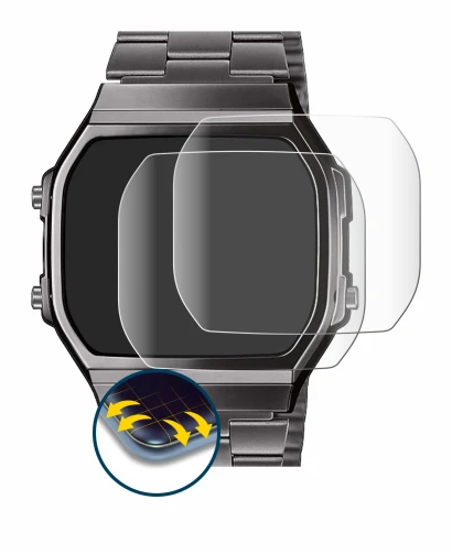 Immagine del dispositivo Casio A168WEGG-1BEF con un'ampia varietà di protezioni per lo schermo.