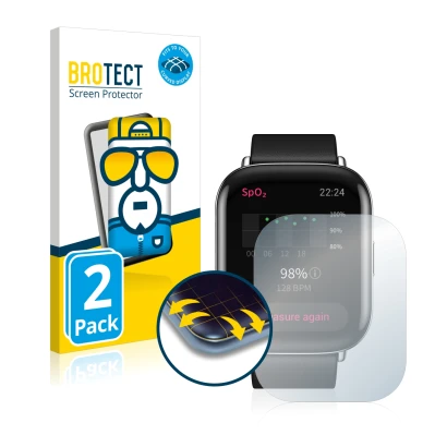 Parte frontale di una confezione del prodotto con il logo del marchio BROTECT. Accanto è raffigurato il dispositivo Zepp E Squ