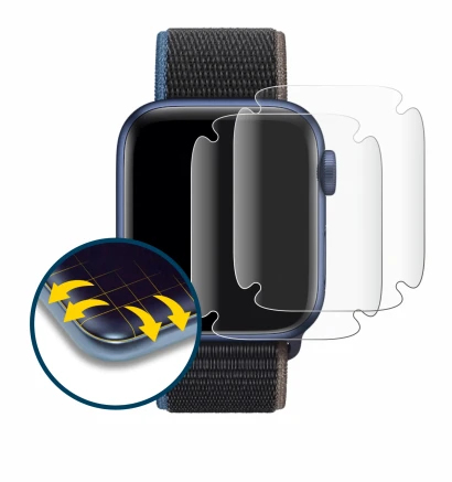 Immagine del dispositivo Apple Watch Series 6 (40 mm) con un'ampia varietà di protezioni per lo schermo.