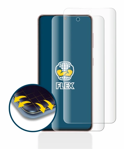 Immagine del dispositivo Samsung Galaxy S21 5G con un'ampia varietà di protezioni per lo schermo.