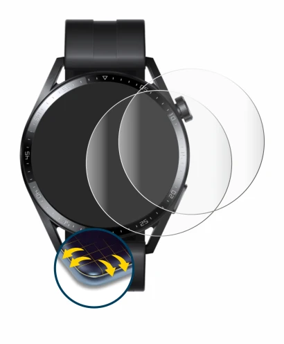 Immagine del dispositivo Huawei Watch GT 3 (46 mm) con un'ampia varietà di protezioni per lo schermo.