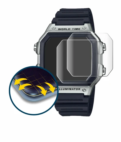 Immagine del dispositivo Casio AE-1200WH con un'ampia varietà di protezioni per lo schermo.