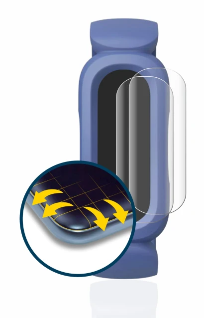 Immagine del dispositivo Fitbit Ace 3 con un'ampia varietà di protezioni per lo schermo.