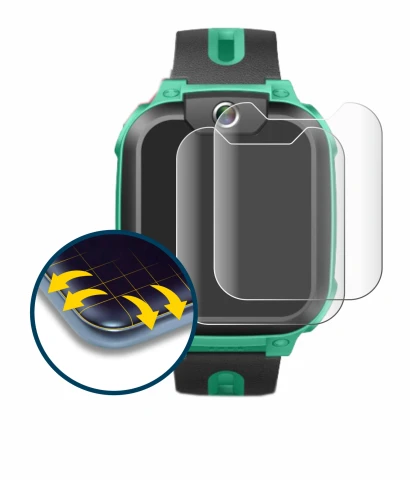 Immagine del dispositivo Imoo Watch Phone Z1 con un'ampia varietà di protezioni per lo schermo.