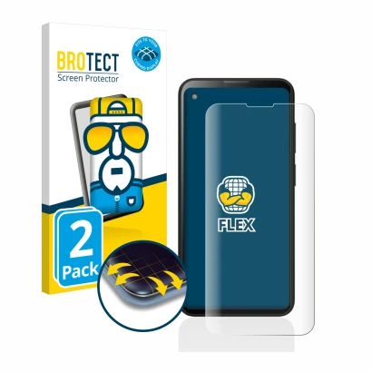 Parte frontale di una confezione del prodotto con il logo del marchio BROTECT. Accanto è raffigurato il dispositivo Blackview