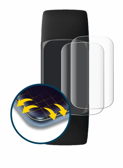 Immagine del dispositivo Fitbit Charge 5 con un'ampia varietà di protezioni per lo schermo.