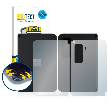 Parte frontale di una confezione del prodotto con il logo del marchio BROTECT. Accanto è raffigurato il dispositivo Microsoft 