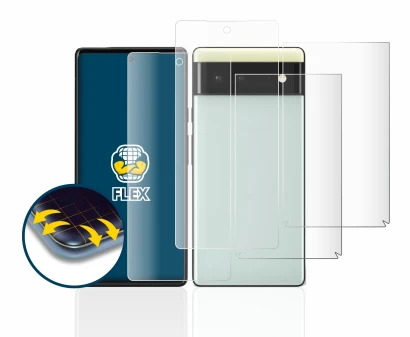 Immagine del dispositivo Google Pixel 6 (Fronte+Retro) con un'ampia varietà di protezioni per lo schermo.