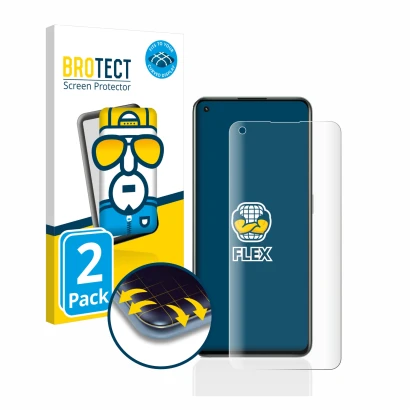 Parte frontale di una confezione del prodotto con il logo del marchio BROTECT. Accanto è raffigurato il dispositivo realme GT
