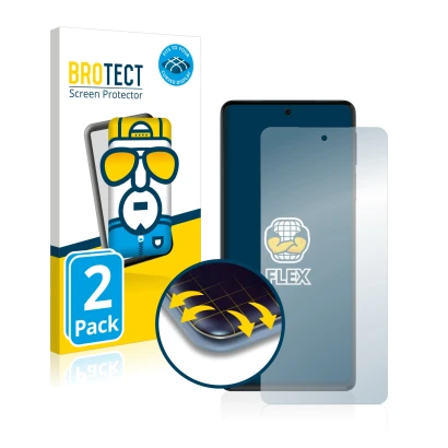 Parte frontale di una confezione del prodotto con il logo del marchio BROTECT. Accanto è raffigurato il dispositivo Motorola E