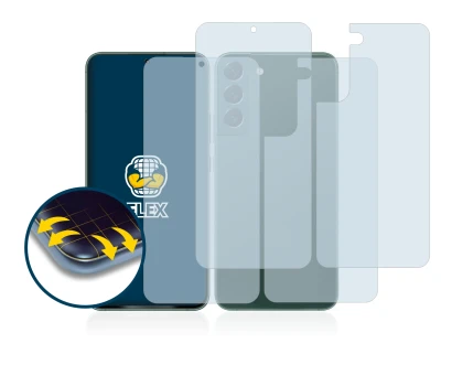 Immagine del dispositivo Samsung Galaxy S22 Plus 5G (Fronte+Retro) con un'ampia varietà di protezioni per lo schermo.