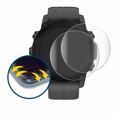 Immagine del dispositivo Garmin Descent G1 con un'ampia varietà di protezioni per lo schermo.