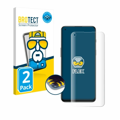 Parte frontale di una confezione del prodotto con il logo del marchio BROTECT. Accanto è raffigurato il dispositivo OnePlus No