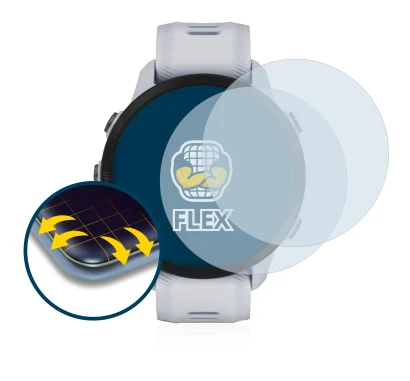 Immagine del dispositivo Garmin Forerunner 955 Solar con un'ampia varietà di protezioni per lo schermo.