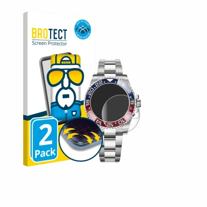 Parte frontale di una confezione del prodotto con il logo del marchio BROTECT. Accanto è raffigurato il dispositivo Rolex GMT-