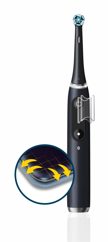 Immagine del dispositivo Oral-B iO 6 con un'ampia varietà di protezioni per lo schermo.