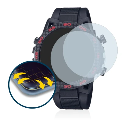 Immagine del dispositivo Casio Edifice ECB 2000 con un'ampia varietà di protezioni per lo schermo.