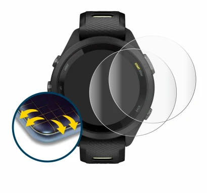 Immagine del dispositivo Garmin Forerunner 265S (42 mm) con un'ampia varietà di protezioni per lo schermo.