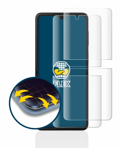 Immagine del dispositivo Oppo Find N2 Flip con un'ampia varietà di protezioni per lo schermo.