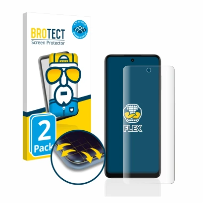 Parte frontale di una confezione del prodotto con il logo del marchio BROTECT. Accanto è raffigurato il dispositivo Motorola M