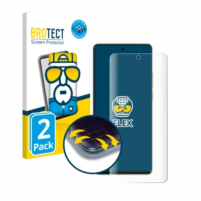 Parte frontale di una confezione del prodotto con il logo del marchio BROTECT. Accanto è raffigurato il dispositivo Motorola E