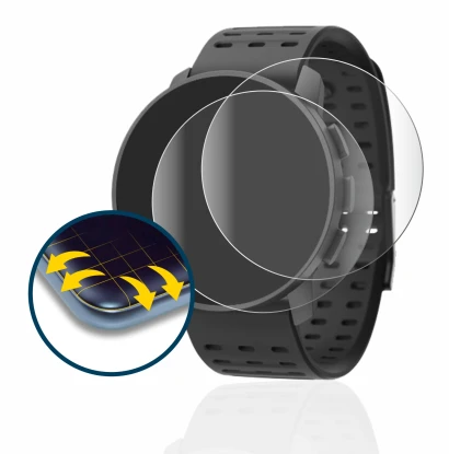 Immagine del dispositivo Suunto 9 Peak Pro con un'ampia varietà di protezioni per lo schermo.