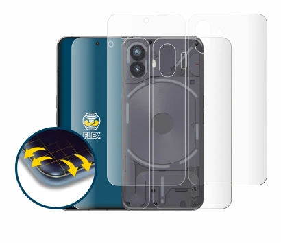 Immagine del dispositivo Nothing Phone (2) (Fronte+Retro) con un'ampia varietà di protezioni per lo schermo.