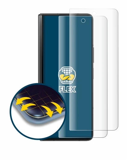 Immagine del dispositivo Samsung Galaxy Z Fold 5 con un'ampia varietà di protezioni per lo schermo.