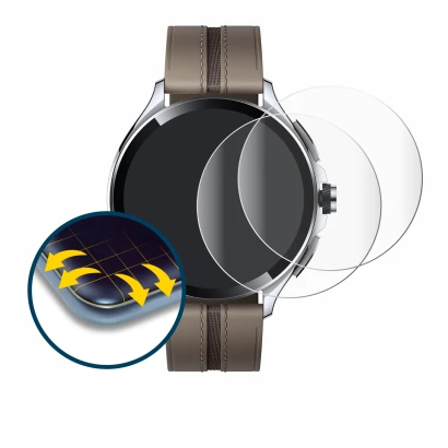 Immagine del dispositivo Xiaomi Watch 2 Pro con un'ampia varietà di protezioni per lo schermo.