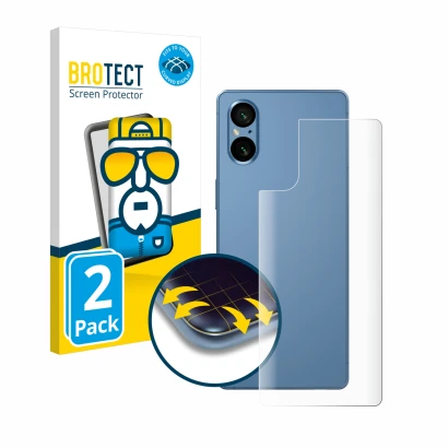 Parte frontale di una confezione del prodotto con il logo del marchio BROTECT. Accanto è raffigurato il dispositivo Sony Xperi