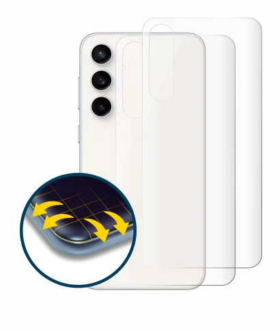 Immagine del dispositivo Samsung Galaxy S23 FE (Posteriore) con un'ampia varietà di protezioni per lo schermo.