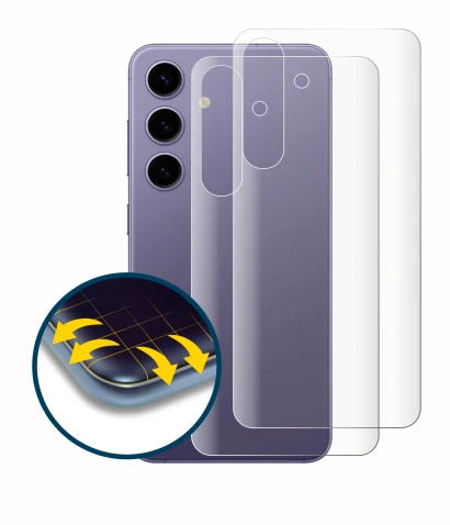 Immagine del dispositivo Samsung Galaxy S24 (Posteriore) con un'ampia varietà di protezioni per lo schermo.