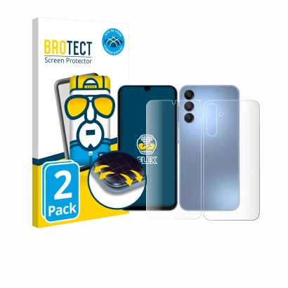 Parte frontale di una confezione del prodotto con il logo del marchio BROTECT. Accanto è raffigurato il dispositivo Samsung Ga