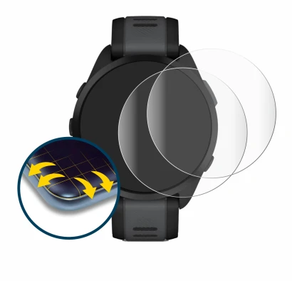 Immagine del dispositivo Garmin Forerunner 165 con un'ampia varietà di protezioni per lo schermo.