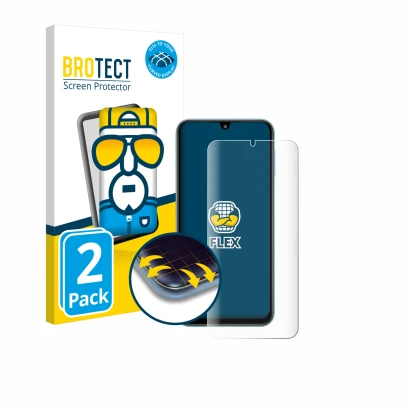 Parte frontale di una confezione del prodotto con il logo del marchio BROTECT. Accanto è raffigurato il dispositivo Samsung Ga
