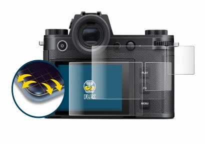 Immagine del dispositivo Leica SL3 (Display + display a spalla) con un'ampia varietà di protezioni per lo schermo.