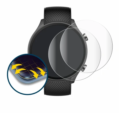 Immagine del dispositivo OnePlus watch 2R con un'ampia varietà di protezioni per lo schermo.