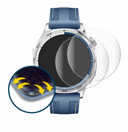 Immagine del dispositivo Huawei Watch GT 5 (46 mm) con un'ampia varietà di protezioni per lo schermo.