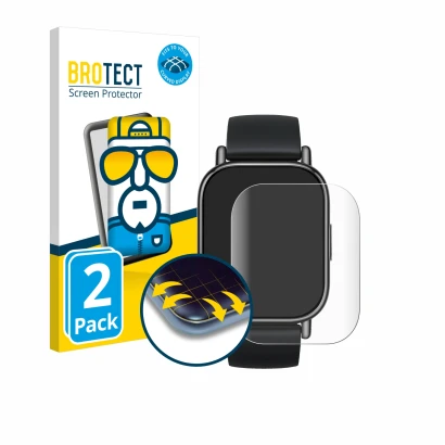 Parte frontale di una confezione del prodotto con il logo del marchio BROTECT. Accanto è raffigurato il dispositivo Xiaomi Red