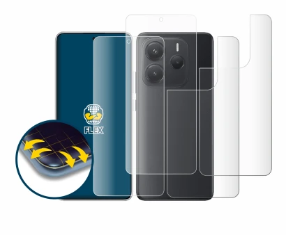 Immagine del dispositivo Xiaomi Redmi Note 14 (Fronte+Retro) con un'ampia varietà di protezioni per lo schermo.