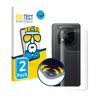 Parte frontale di una confezione del prodotto con il logo del marchio BROTECT. Accanto è raffigurato il dispositivo Xiaomi Red