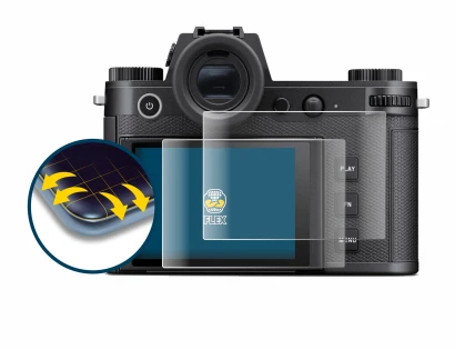 Immagine del dispositivo Leica SL3-S con un'ampia varietà di protezioni per lo schermo.