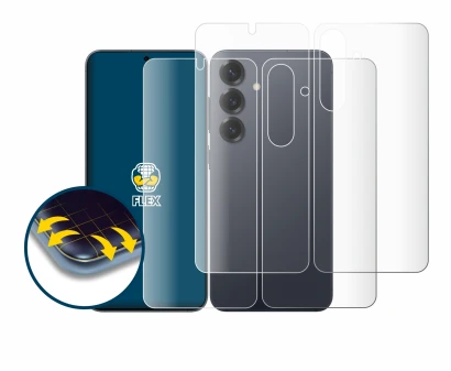 Immagine del dispositivo Samsung Galaxy S25 (Fronte+Retro) con un'ampia varietà di protezioni per lo schermo.