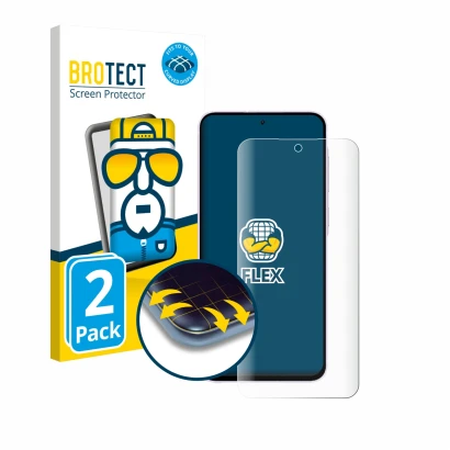 Parte frontale di una confezione del prodotto con il logo del marchio BROTECT. Accanto è raffigurato il dispositivo Samsung Ga