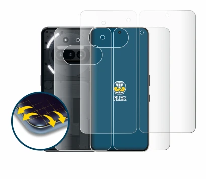 Immagine del dispositivo Nothing Phone (3a) (Fronte+Retro) con un'ampia varietà di protezioni per lo schermo.